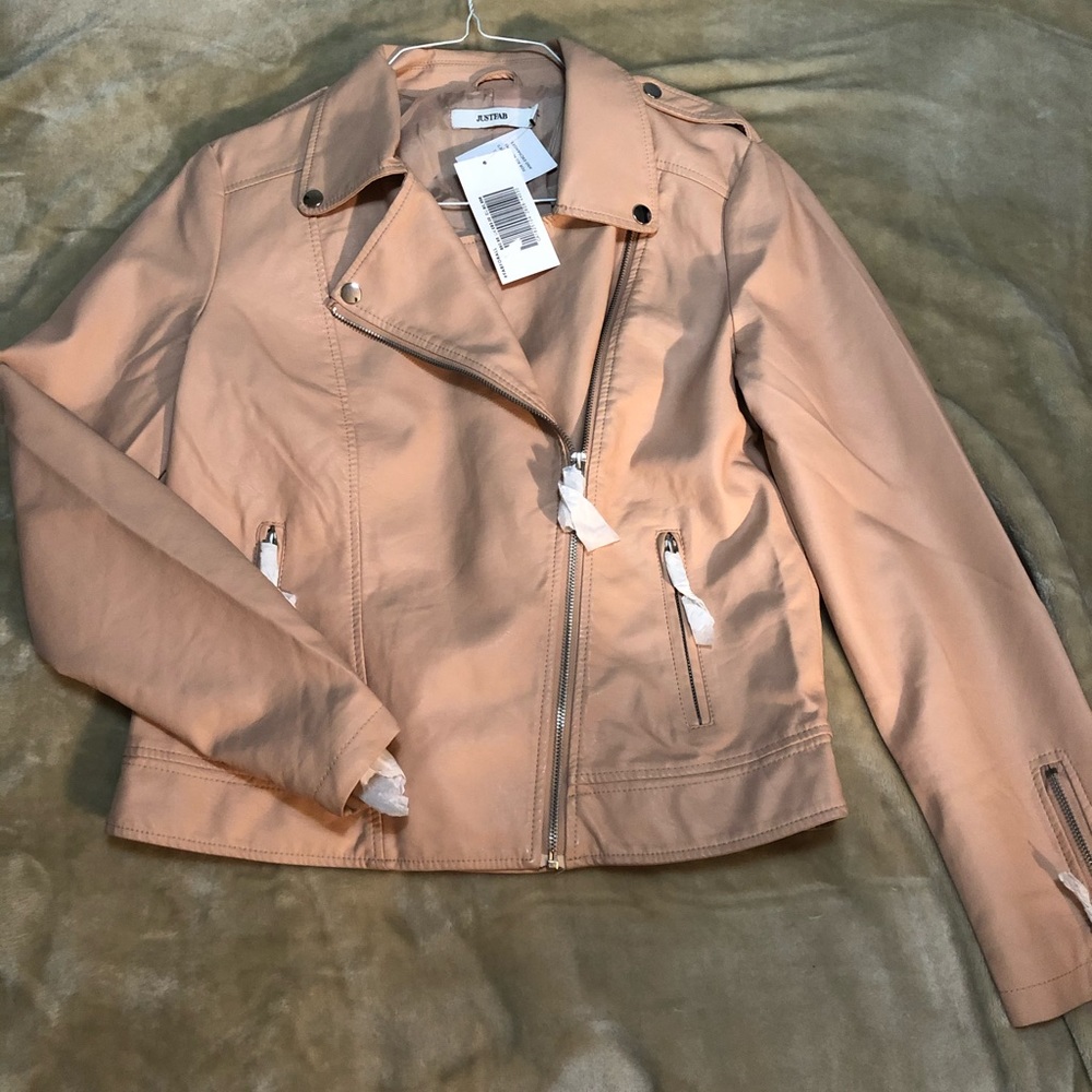 Cute Light Pink Pleather Jacket